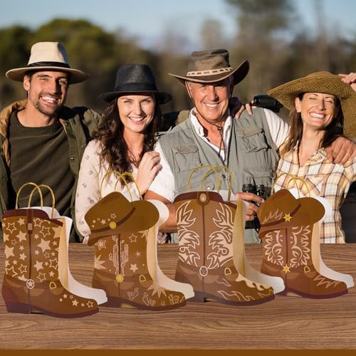 24Pcs Western Cowboy Boot Gift Bags with Handles for Parties