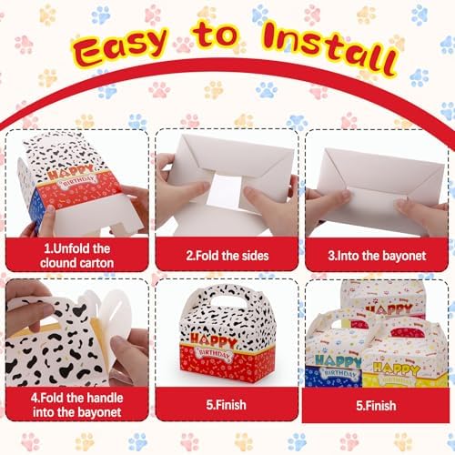 24 Pack Cartoon Dog Paw Treat Boxes for Birthday Parties