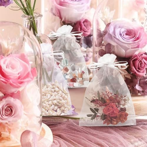 100PCS White Organza Gift Bags 5x7 Inch
