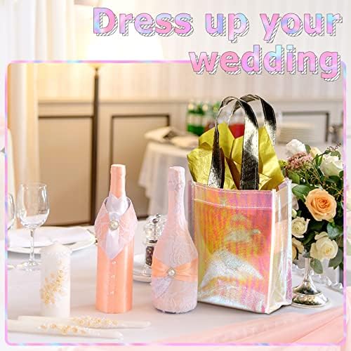 Jutom 20 Pack Iridescent Gift Bags Reusable Party Tote With Handles