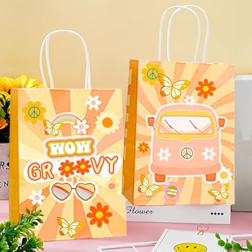 Czwxoxo 24 Pcs Groovy Retro Party Favor Bags