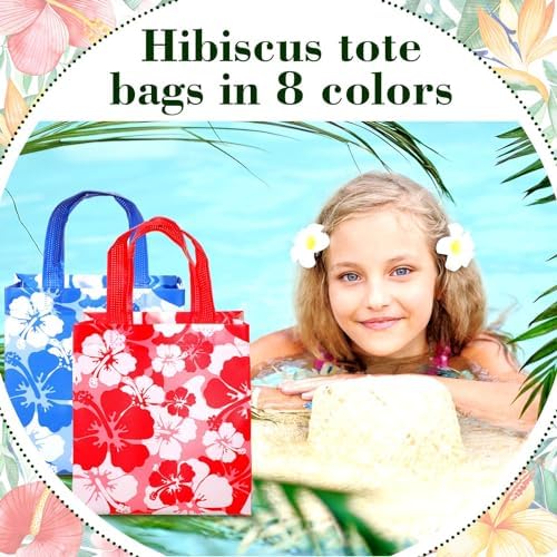 Teling 48 Pcs Hibiscus Gift Bags with Handles