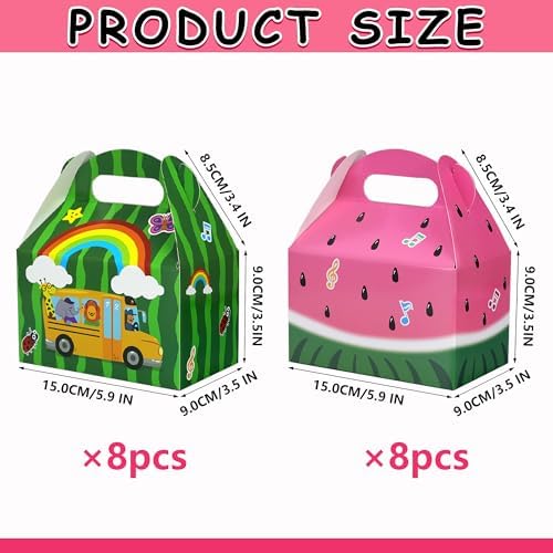 Caoekego Cartoon Melon Party Snack Boxes 16PCS Watermelon Theme Goodie Bags