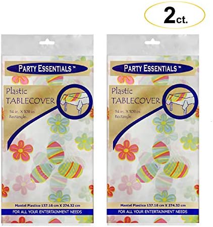 Party Essentials Heavy Duty 54x108 Inch Easter Printed Table Cover 2-Count