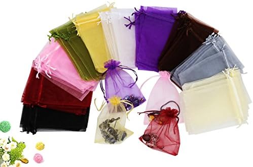 Wudygirl 100 Pcs Drawstring Organza Bags 5x7 Inches