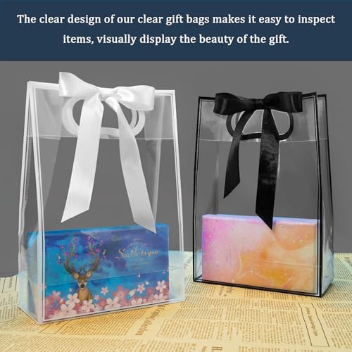 15 Pack Clear Plastic Gift Bags with Handle