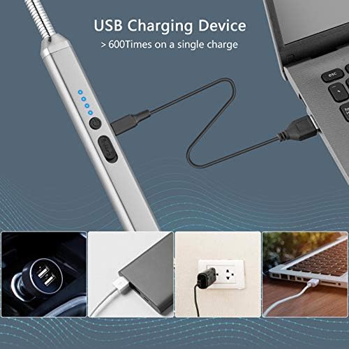 Windproof Rechargeable Electric Candle Lighter USB Silver