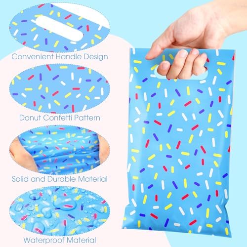 Sweetude 48 Plastic Donut Confetti Gift Bags with Handle