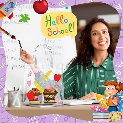 Aliceset 24 Pcs Clear Back to School Gift Bags with Handles
