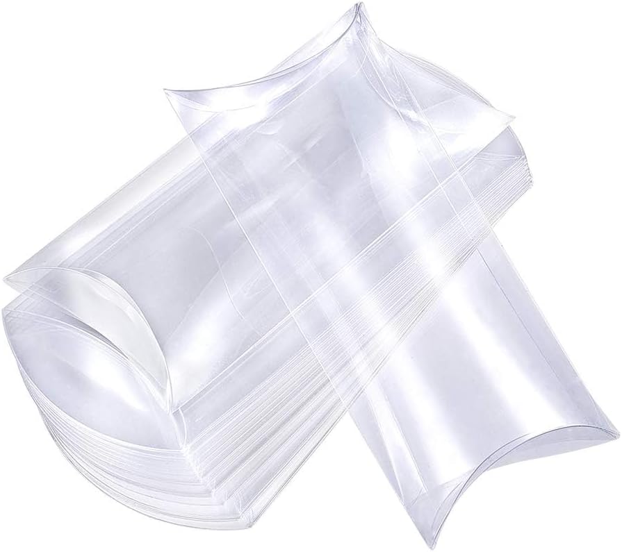 BENECREAT 30 Pack Clear Plastic Pillow Favor Box