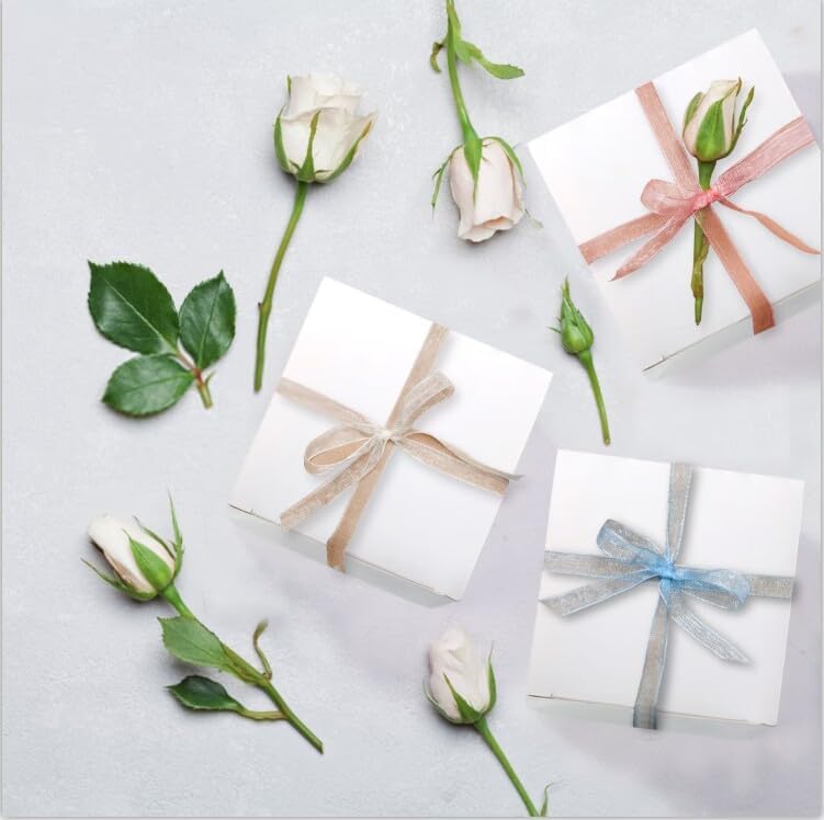 Jucoan 100 Pack White Kraft Gift Boxes with Lids