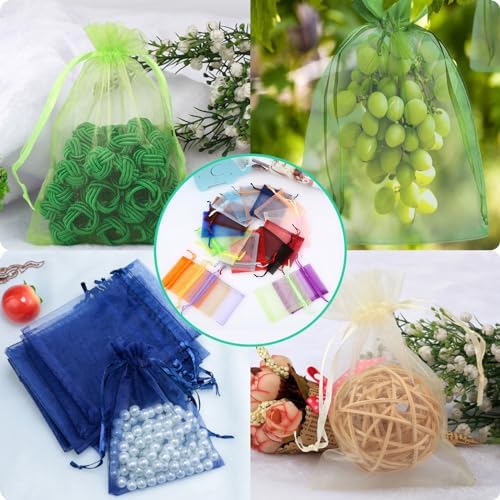 100PCS Sheer Organza Bags With Drawstring for Wedding and Party Favor