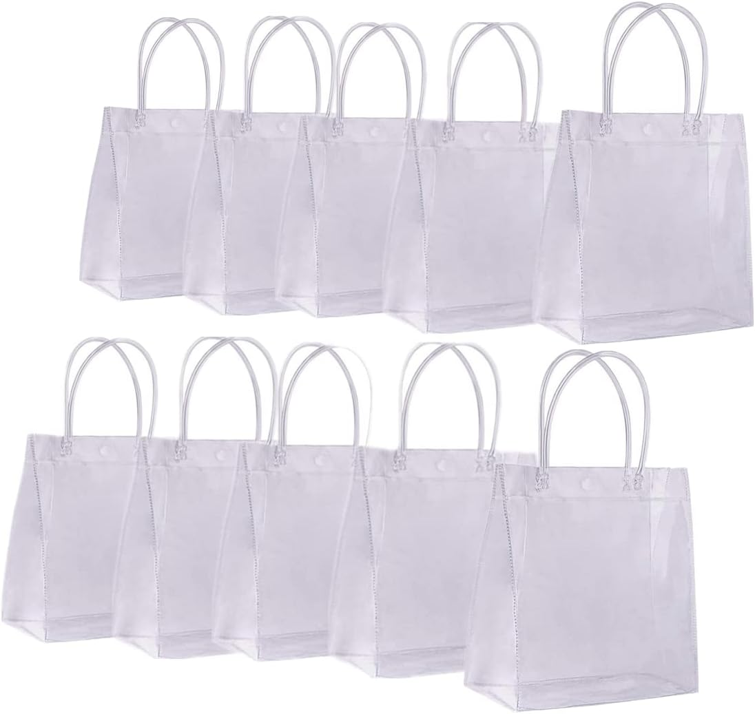 Rikyo 20pc Clear PVC Gift Bags with Handle and Button