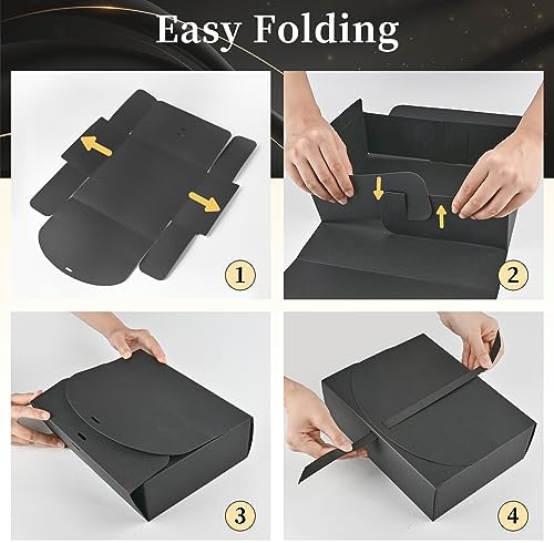 Ocmoiy 12 Pack Black Gift Boxes with Lids