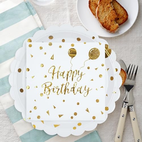 50PCS Happy Birthday Party Plates and Napkins Set