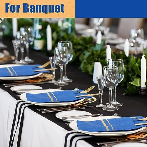 Roshtia 100 Pack Gold Trim Dinner Napkins with Flatware Pocket