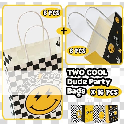 WCOSAM Two Cool Dude Party Favor Gift Bags 16 PCS