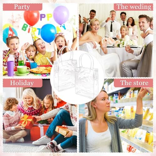 WhizToys 12PCS Clear Gift Bags With Handles
