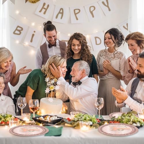 72 Pcs Rose Gold 70th Birthday Party Plates and Napkins Set