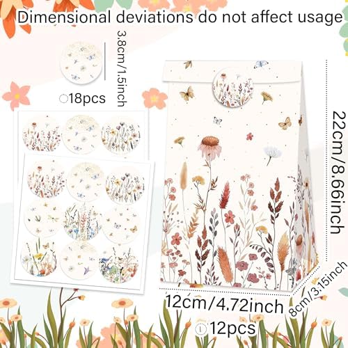 BACH AND BOUJEE 12PCS Wildflower Party Bags with Stickers