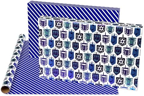 American Greetings Reversible Hanukkah Wrapping Paper 4 Rolls 120 Sq Ft