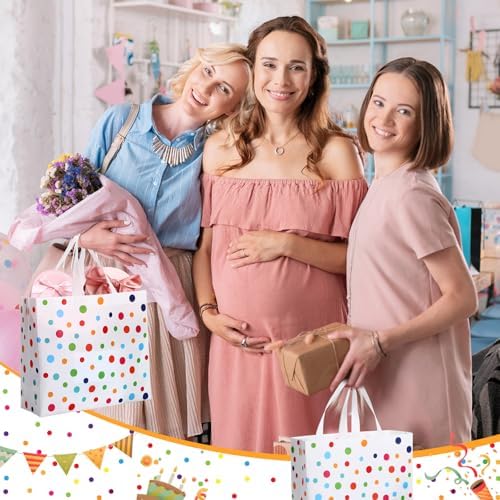 Wesnoy 20 Pack Rainbow Polka Dot Reusable Gift Bags