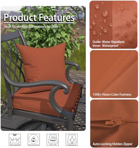 Metliv Premium 16x16 Inch Outdoor Throw Pillow Set of 2 Red