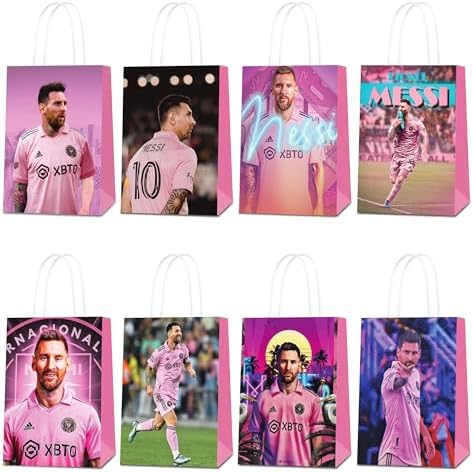 24Pcs Miami Messi Party Gift Bags with 8 Patterns