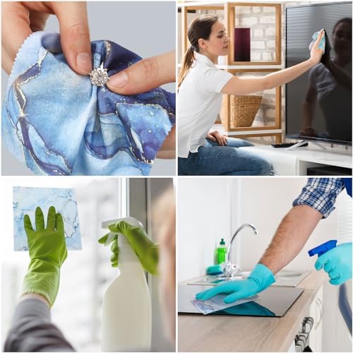 24 Pcs Marble Pattern Microfiber Cleaning Cloths for Eyeglasses and Screens