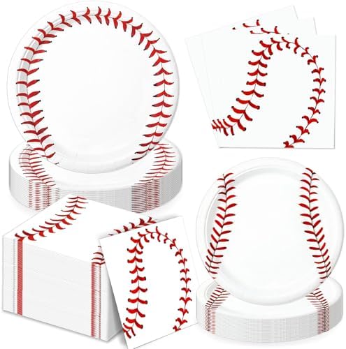 Oigco 60 Pc Baseball Party Tableware Set for 20
