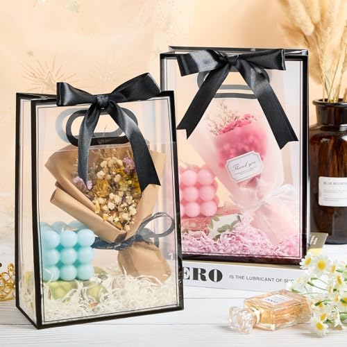 Ohuimrt 12 Pack Clear Plastic Gift Bags with Handles 1