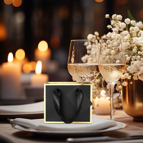 Yeaqee 50 Pcs Mini Metallic Foil Gift Bags with Handles