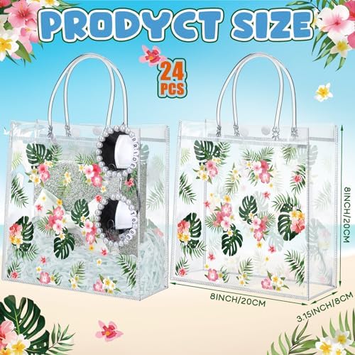Engrowtic 24 Pcs Hawaiian Clear Gift Bags with Handle