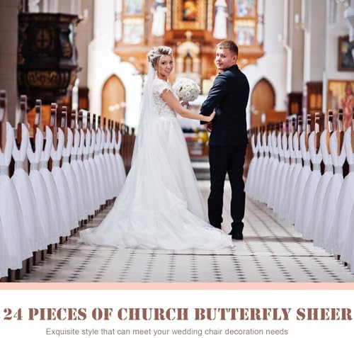 36 Piece Wedding Pew Bows Tulle Set with Rhinestone Collar