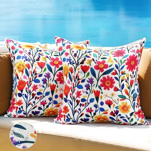 Floral Print Outdoor Pillow Covers Set of 2