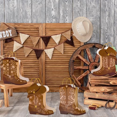 24Pcs Western Cowboy Boot Gift Bags with Handles for Parties
