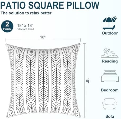 Pack of 2 Durable Herringbone Outdoor Pillow