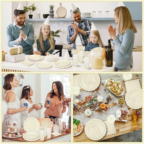 175 Pcs Ivory Plates and Napkins Set