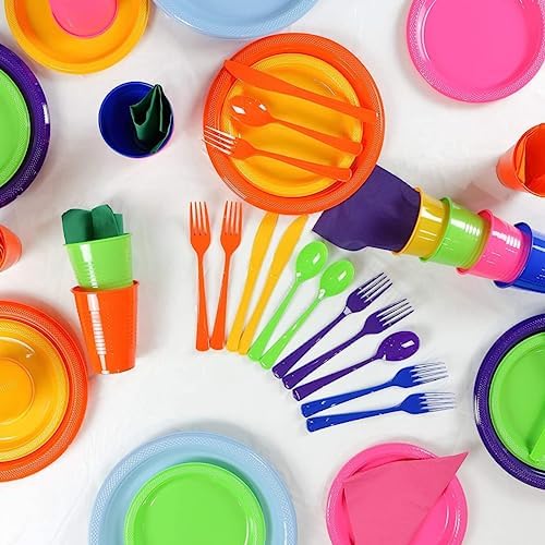 350 Pcs Pink Plastic Plates Set for Parties