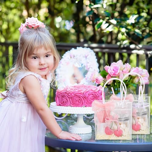FYSUIMU 12 Pcs Pink Bow Party Favor Bags with Handles
