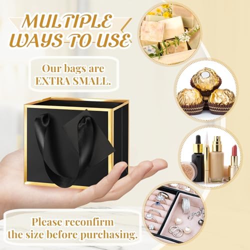 Yeaqee 50 Pcs Mini Metallic Foil Gift Bags with Handles