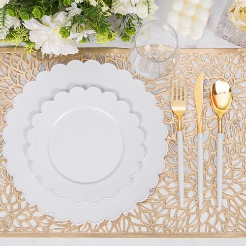 Supernal 100pcs White Plastic Plates for Birthday Wedding Parties