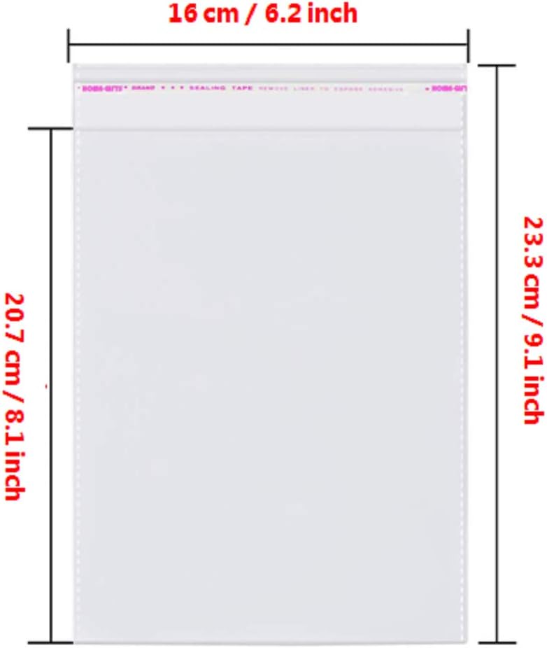 Borningfire 200 Pcs 6x8 Clear Resealable Cellophane Bags