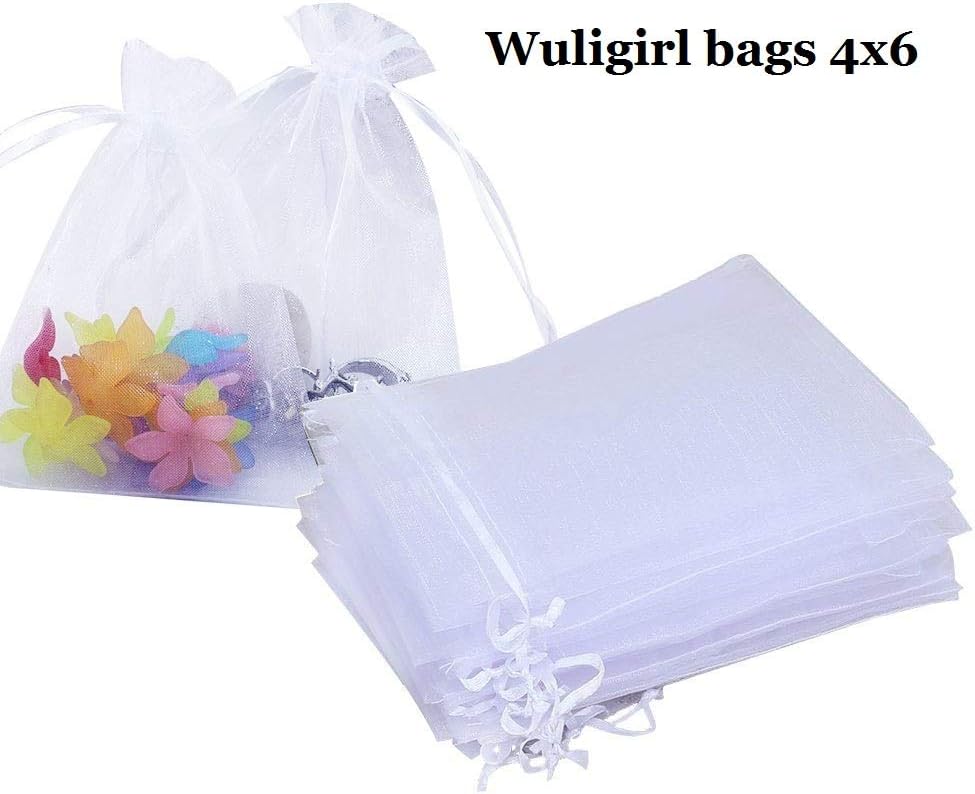 Wudygirl 100pcs Organza Gift Bags 4x6 with Drawstring