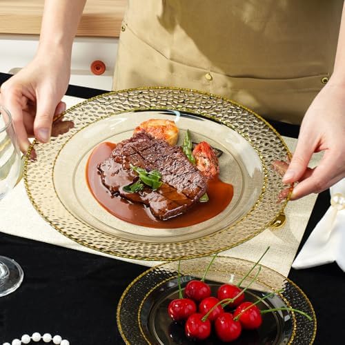 350PCS Clear Black Plastic Plates for 50 Guests