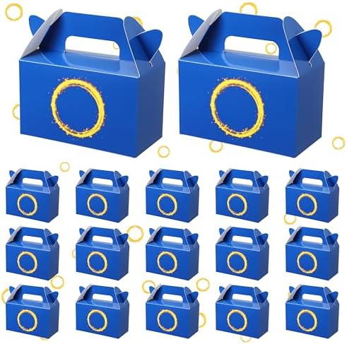 32 Pcs Dark Blue Hedgehog Party Favor Boxes with Handles