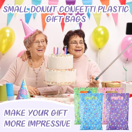 Sweetude 48 Plastic Donut Confetti Gift Bags with Handle
