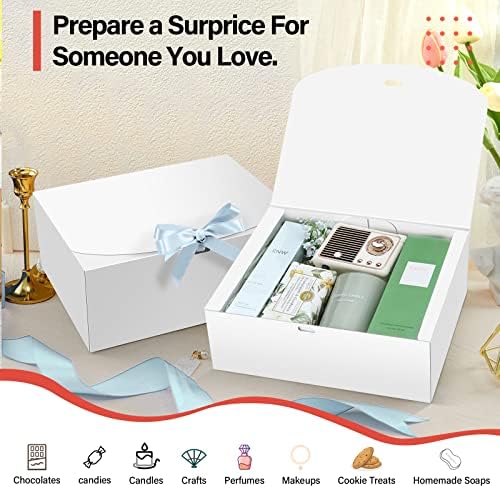 PEKGRIL 15pcs Gift Boxes with Lids White 10x8x4 Inch