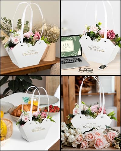 Liobelon 12 Pack Flower Gift Bags With Handles