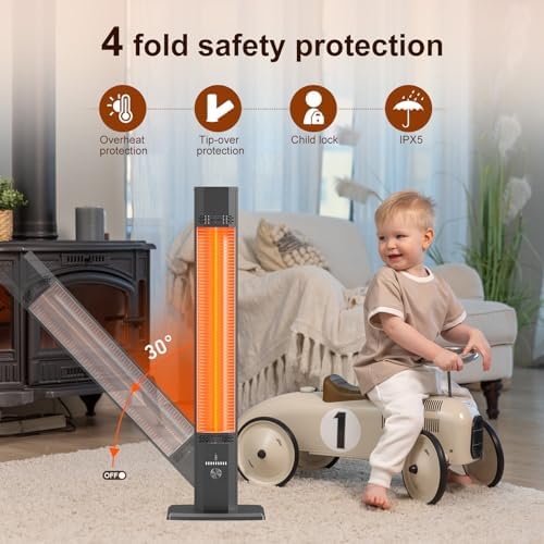BIESQYA Outdoor Patio Heater with 9 Heat Levels